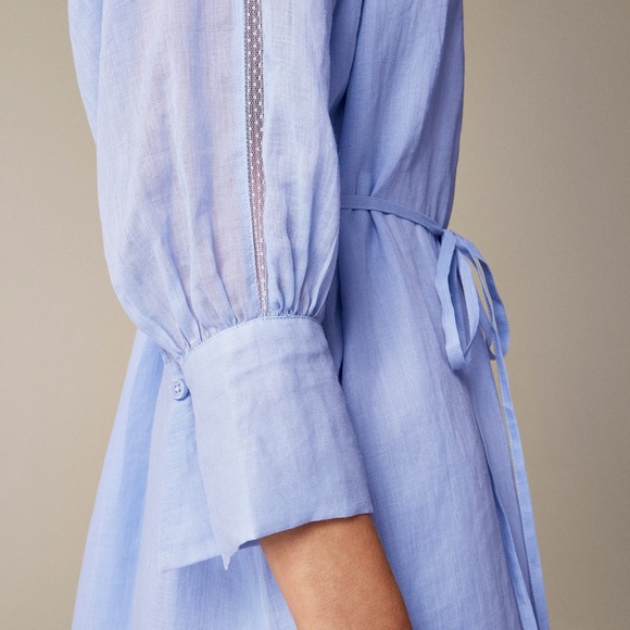 New JCREW Size 3X Gathered Maxi Dress in Ramie Hazy Hydrangea $248 CL646 - Picture 3 of 5